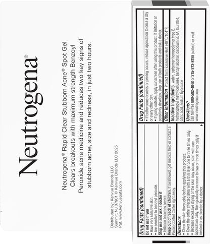 Neutrogena Rapid Clear Stubborn Acne Spot Treatment Gel – Affordable Acne Care for Teens in Shared Bathrooms, 1 oz Spot Treatment