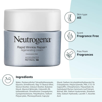 Neutrogena Rapid Wrinkle Repair – Mindful Morning and Evening Skincare Jar for Visible Wrinkle Repair, Hyaluronic Acid Cream