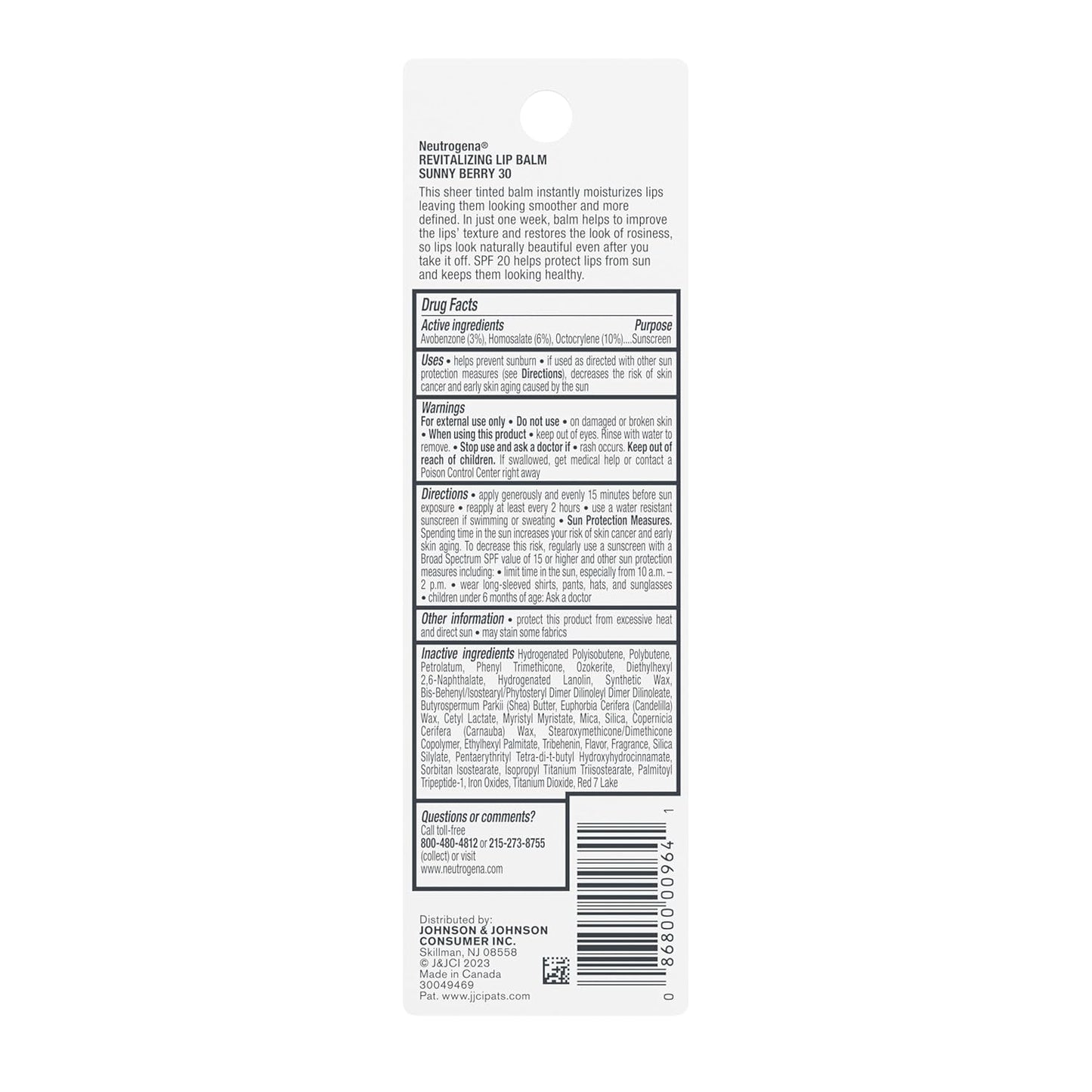 Neutrogena Revitalizing Tinted Lip Balm SPF 20 – Clutter-Free Vanity Essential for Lip Care and Color