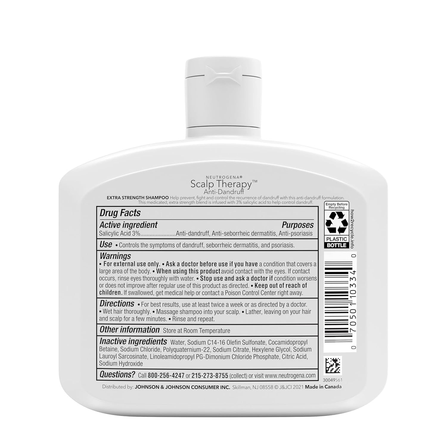 Neutrogena T/Sal Anti-Dandruff Shampoo – Single-Bottle Solution for Dandruff, Seborrheic Dermatitis and Scalp Psoriasis, 12 fl. oz