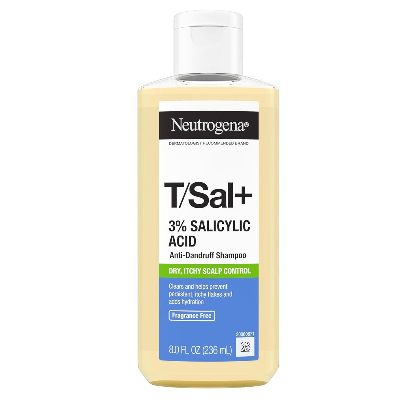 Neutrogena T/Sal+ Anti-Dandruff Shampoo – Streamlined, Fragrance-Free Scalp Care for Everyday Use, 8 fl oz