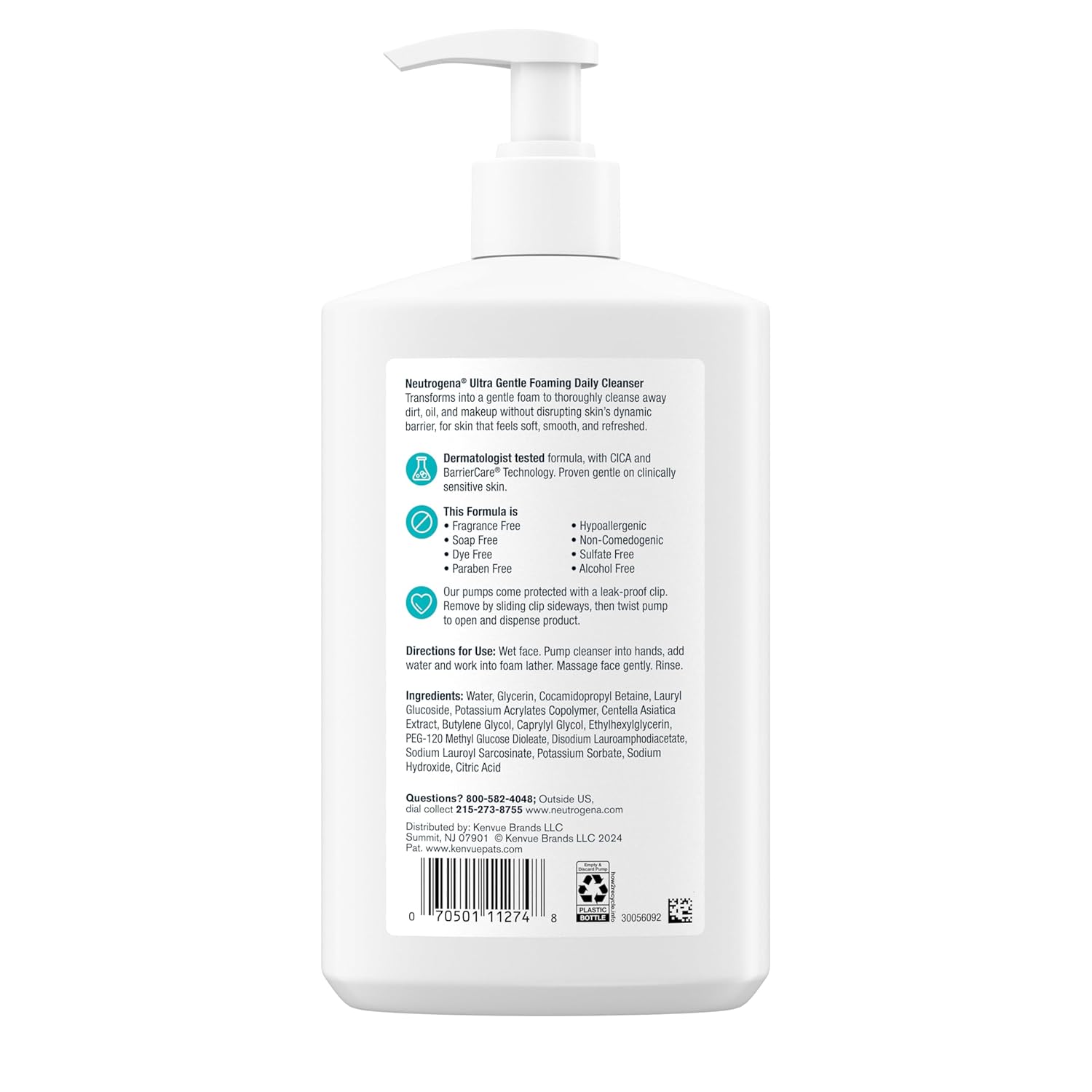 Neutrogena Ultra Gentle Hydrating Foaming Face Wash for Reactive Skin, Fragrance Free Cleanse to Support a Mindful Evening Wind Down