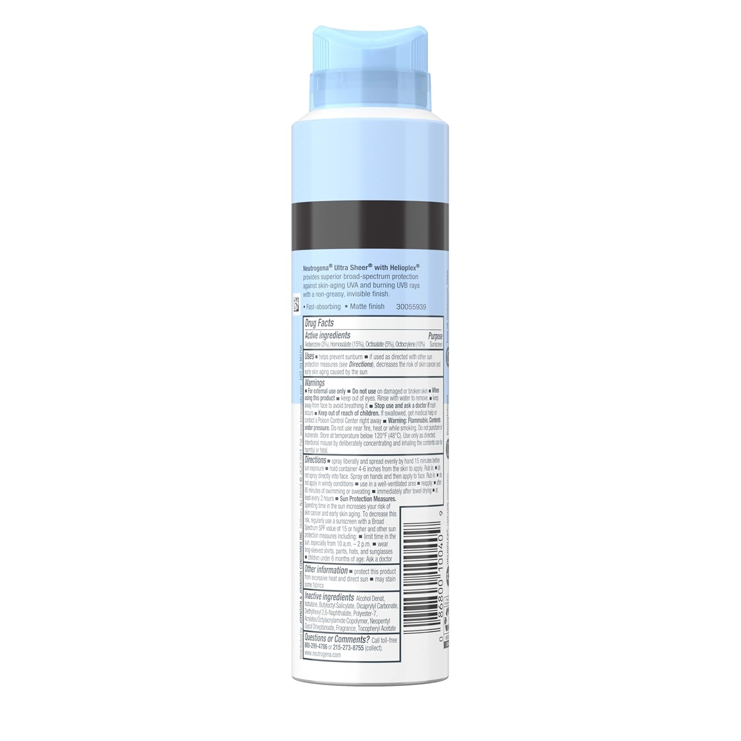 Neutrogena Ultra Sheer Body Mist Sunscreen Spray SPF 70 – Lightweight SPF for Acne-Prone and Oily Skin, Non-Comedogenic Daily Defense, 5 oz Pack of 3
