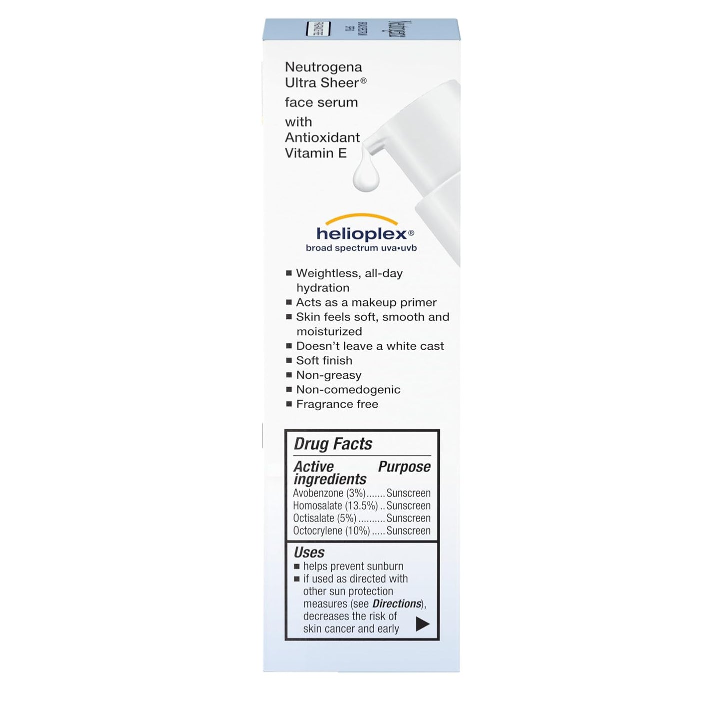 Neutrogena Ultra Sheer Face Sunscreen Serum – Pool & Beach SPF 60 with Vitamin E, Water-Resistant 80 Min