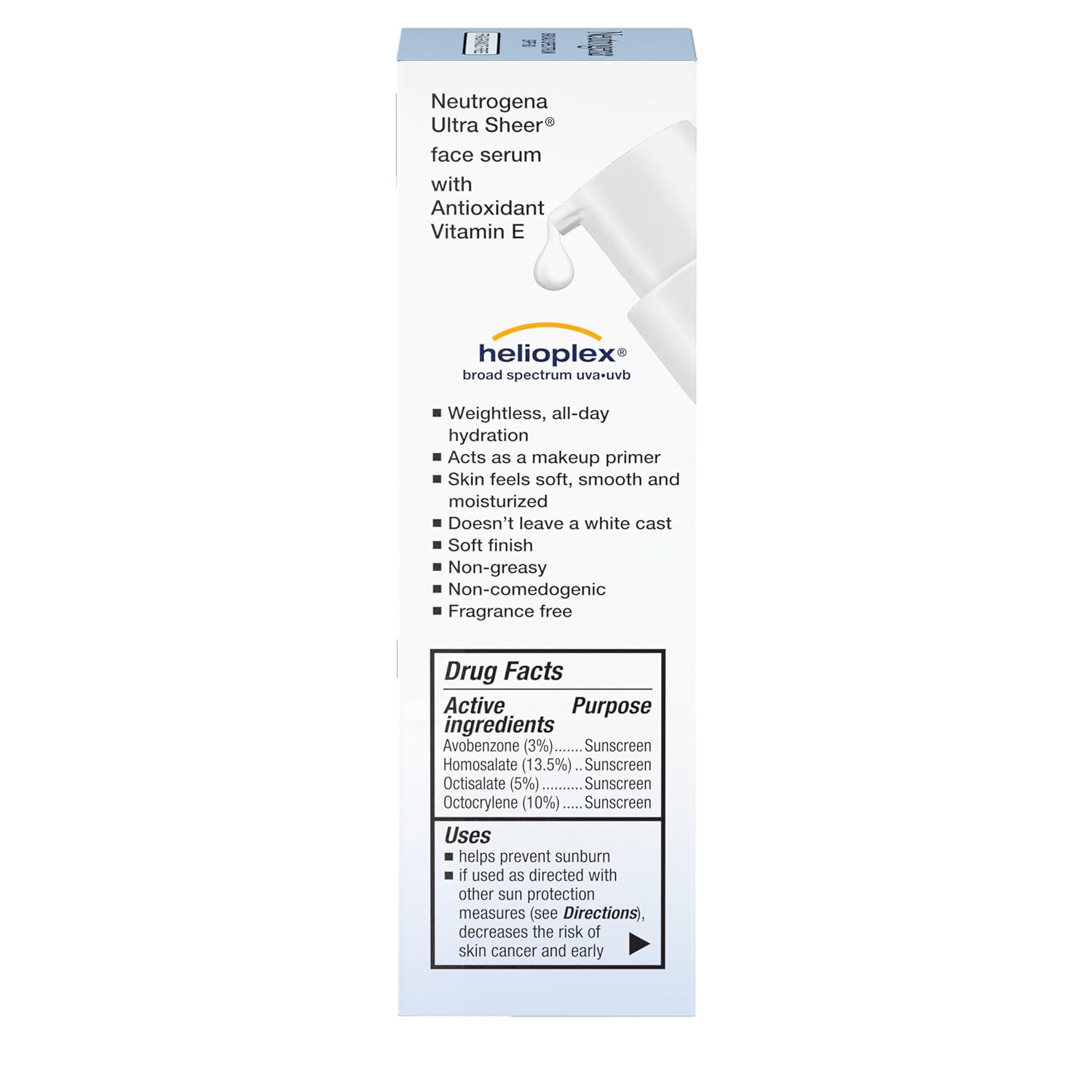 Neutrogena Ultra Sheer Face Sunscreen Serum – Pool & Beach SPF 60 with Vitamin E, Water-Resistant 80 Min