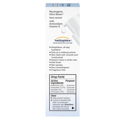 Neutrogena Ultra Sheer Face Sunscreen Serum – Pool & Beach SPF 60 with Vitamin E, Water-Resistant 80 Min