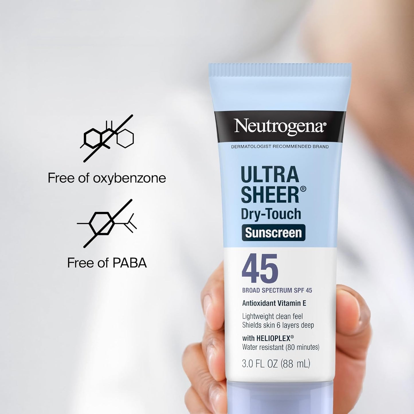 Neutrogena Ultra Sheer Sunscreen SPF 45 – TSA Travel Size for Camping, Patio, and Outdoor Adventures