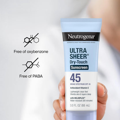 Neutrogena Ultra Sheer Sunscreen SPF 45 – TSA Travel Size for Camping, Patio, and Outdoor Adventures