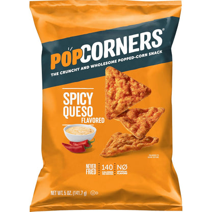 never-fried popped corn chip base for lower fat and lighter crunch