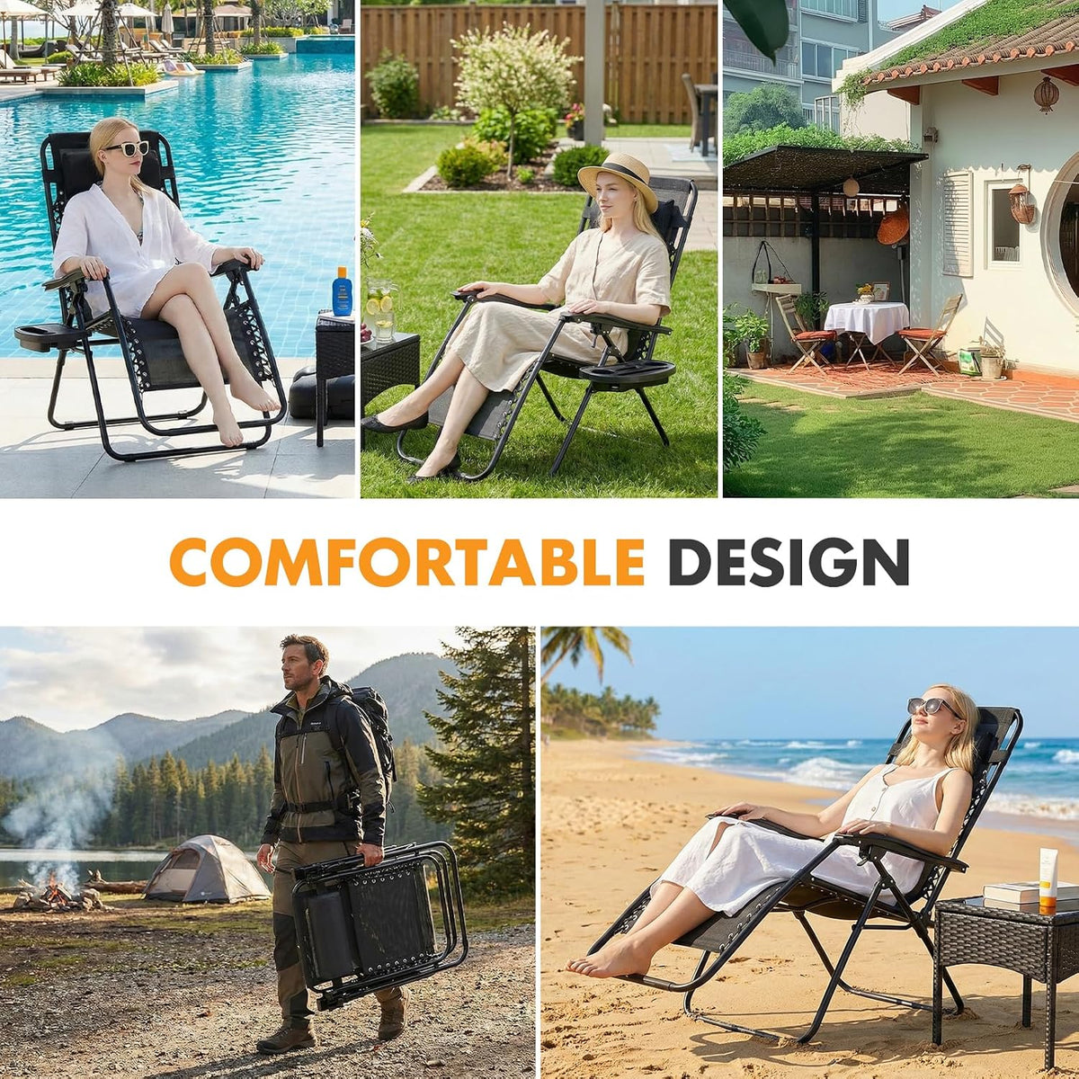 NEWBULIG Adjustable Zero Gravity Loungers, Set of 2 – Pressure-Relieving Patio Chairs for Joint-Friendly Outdoor Relaxation