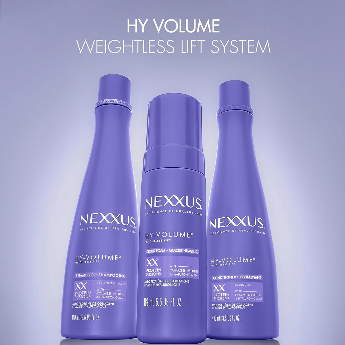 Nexxus Hy-Volume Cloud Foam Hair Foam – Elevated Vanity Essential for Humidity-Proof Volume, Professional Volumizing Foam 5.5 fl oz