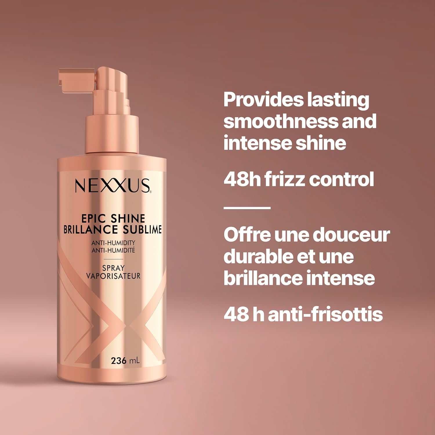 Nexxus Sleek Polish Anti-Humidity Spray – Mindful Morning Styling for Self-Care Sundays, 8 oz