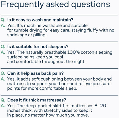 Niagara Sleep Solution 100% Cotton Mattress Pad, Comfort-Focused Birthday Gift for Mom