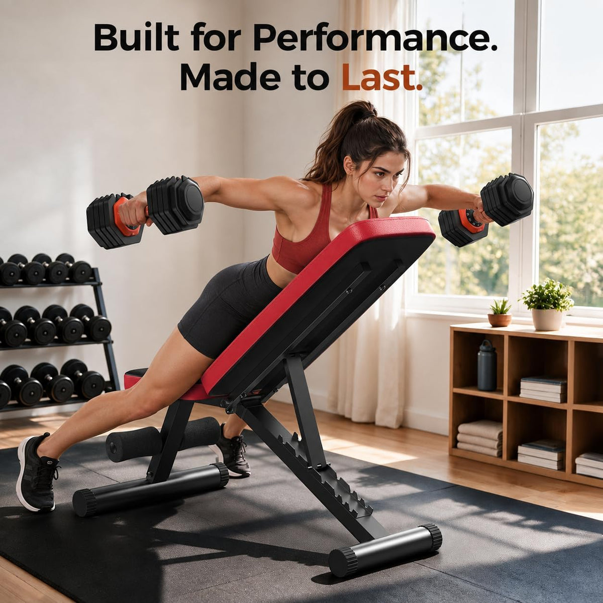 NICEPEOPLE Quick-Session Adjustable Weight Bench for Busy Professionals, 3-Minute Assembly Folding Strength Bench for Home Office Corners