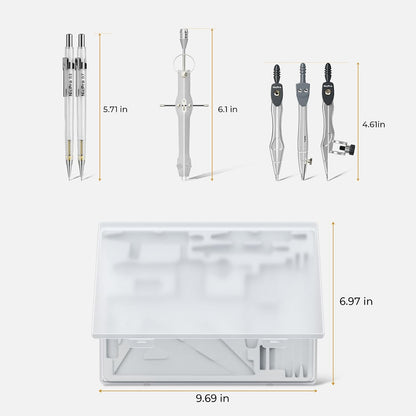 Nicpro Drafting Tool Set — Streamline Technical Drawing in University Studios, 22 Precision Components