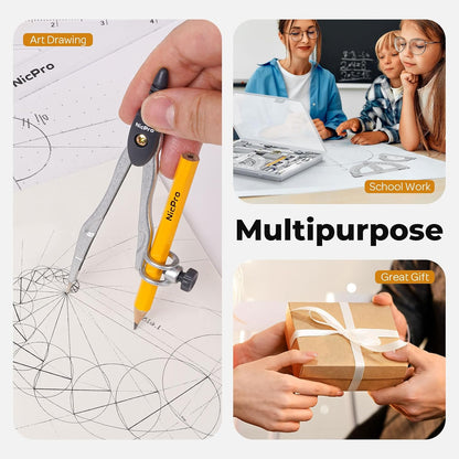 Nicpro Drafting Tool Set — Streamline Technical Drawing in University Studios, 22 Precision Components