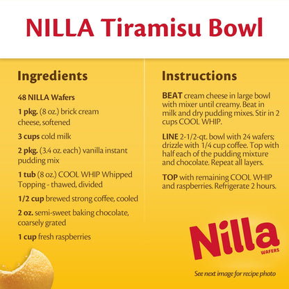 NILLA Wafers Cookies, Vanilla Wafers Lunchbox Snack for Children, Crispy Vanilla Wafers for Kid-Friendly Dessert Cups