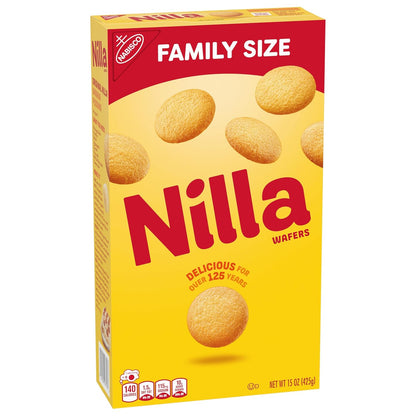 NILLA Wafers Cookies, Vanilla Wafers Lunchbox Snack for Children, Crispy Vanilla Wafers for Kid-Friendly Dessert Cups
