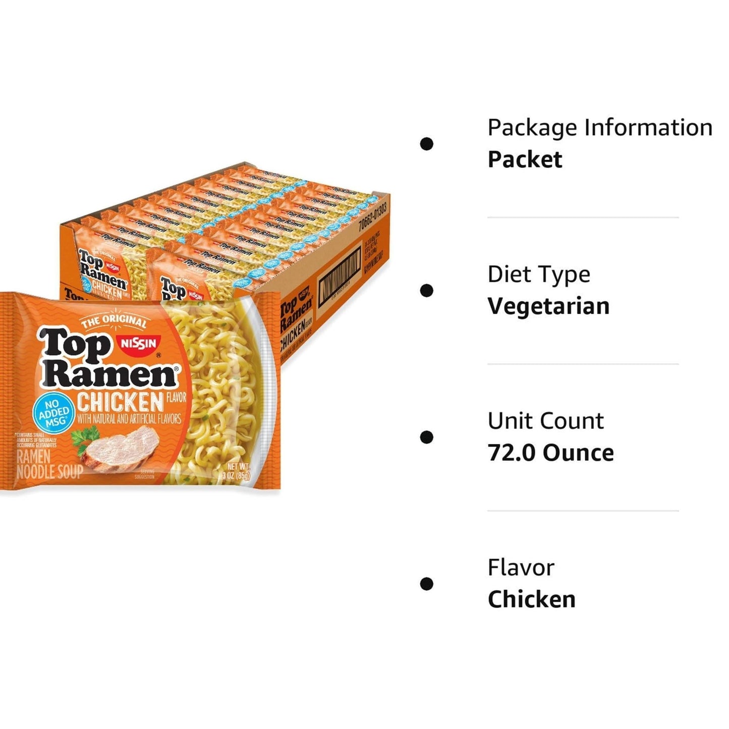 Nissin Top Ramen Bowl – Lightweight Camping Hot Meal with Just Water and a Microwave, Beef 6-Pack