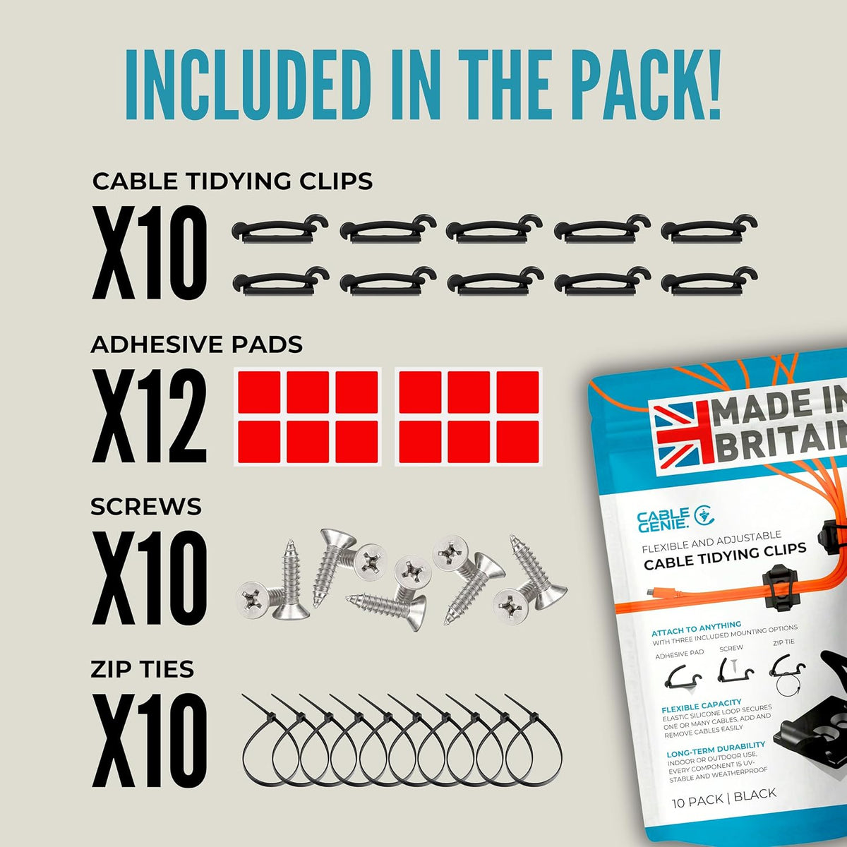 NiteOwl Cable Clips – Low-Profile Wire Management Clips for Less-Is-More Interiors