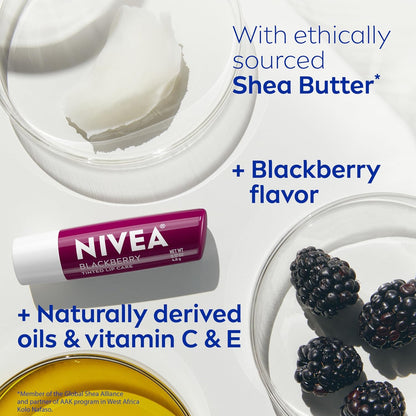 NIVEA 3-in-1 Lip Care Stick – Bedtime Wind-Down Ritual with Vitamins C and E, Subtle Burgundy Tint