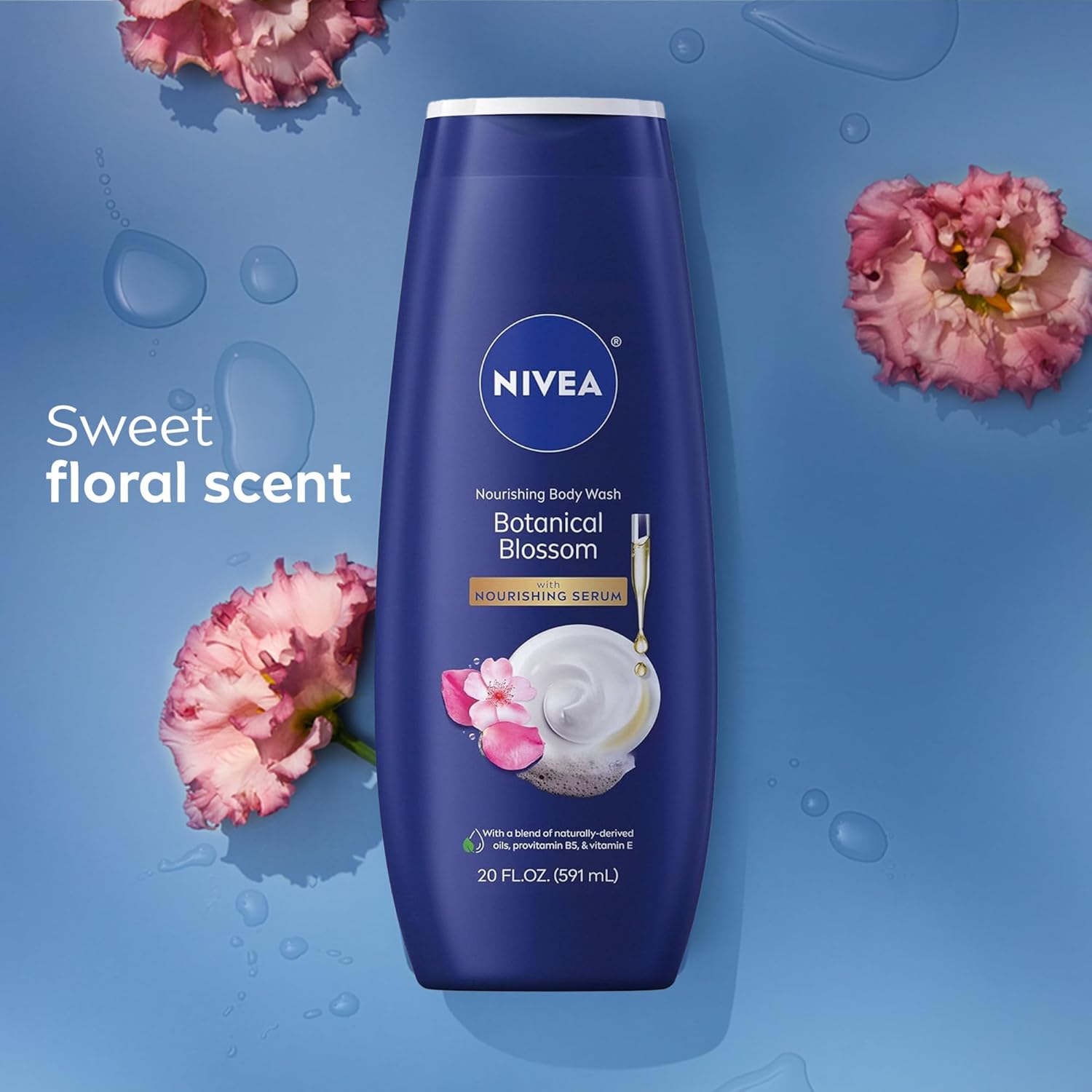 NIVEA Botanical Blossom Body Wash for Her – Microplastic Free Body Wash with Microbiome Gentle Formula, Safe Post Workout Shower for Sensitive Skin
