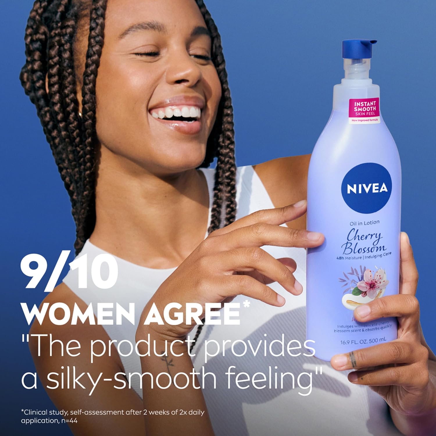 NIVEA Cherry Blossom Body Lotion – Dermatologically Tested Daily Lotion for Sensitive Skin, 16.9 Fl Oz Pump