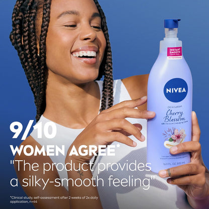NIVEA Cherry Blossom Body Lotion – Dermatologically Tested Daily Lotion for Sensitive Skin, 16.9 Fl Oz Pump