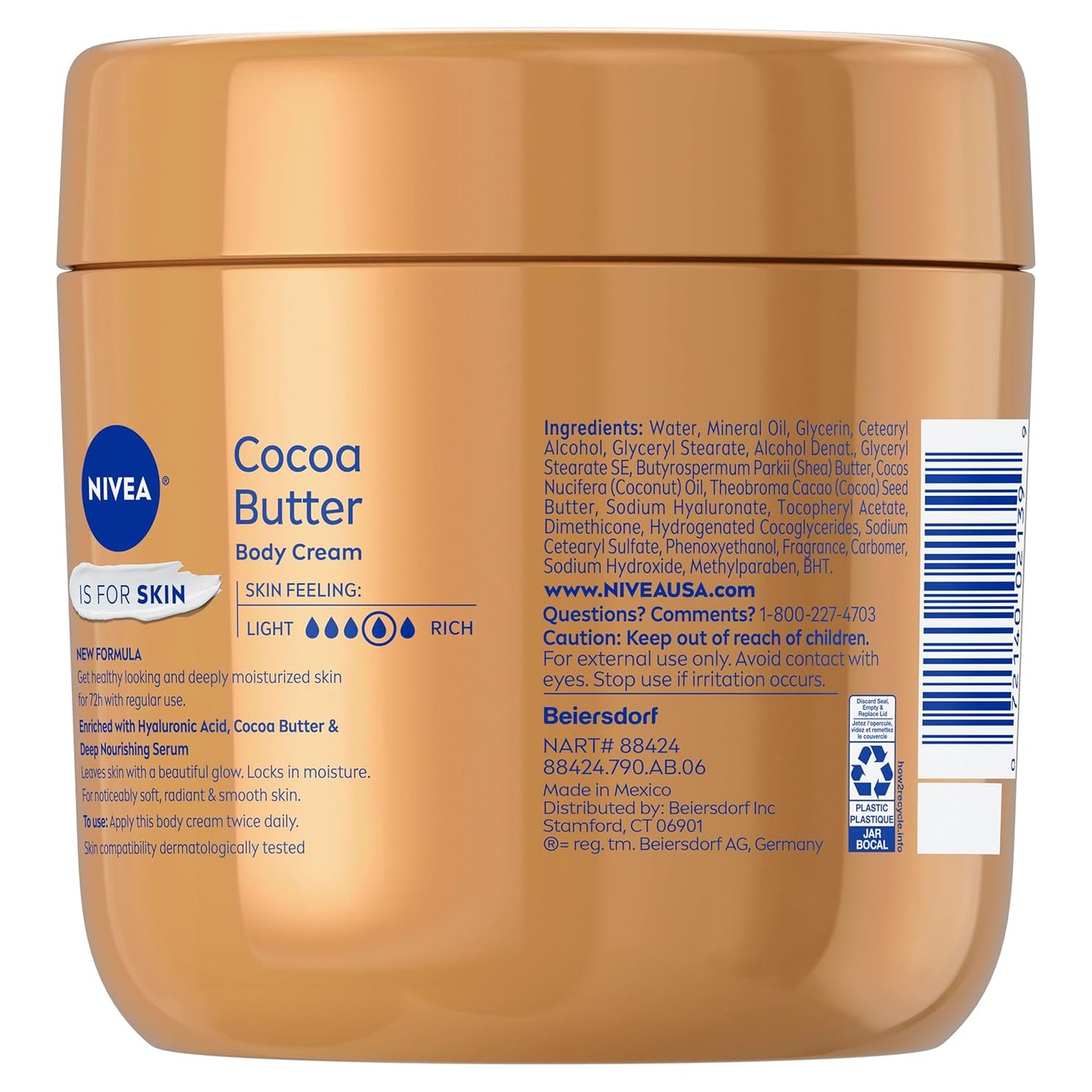 NIVEA Cocoa Butter Body Cream with Deep Nourishing Serum – Indulgent Spa-Grade Cream for a High-End Skincare Bar, 16 Ounce Jar