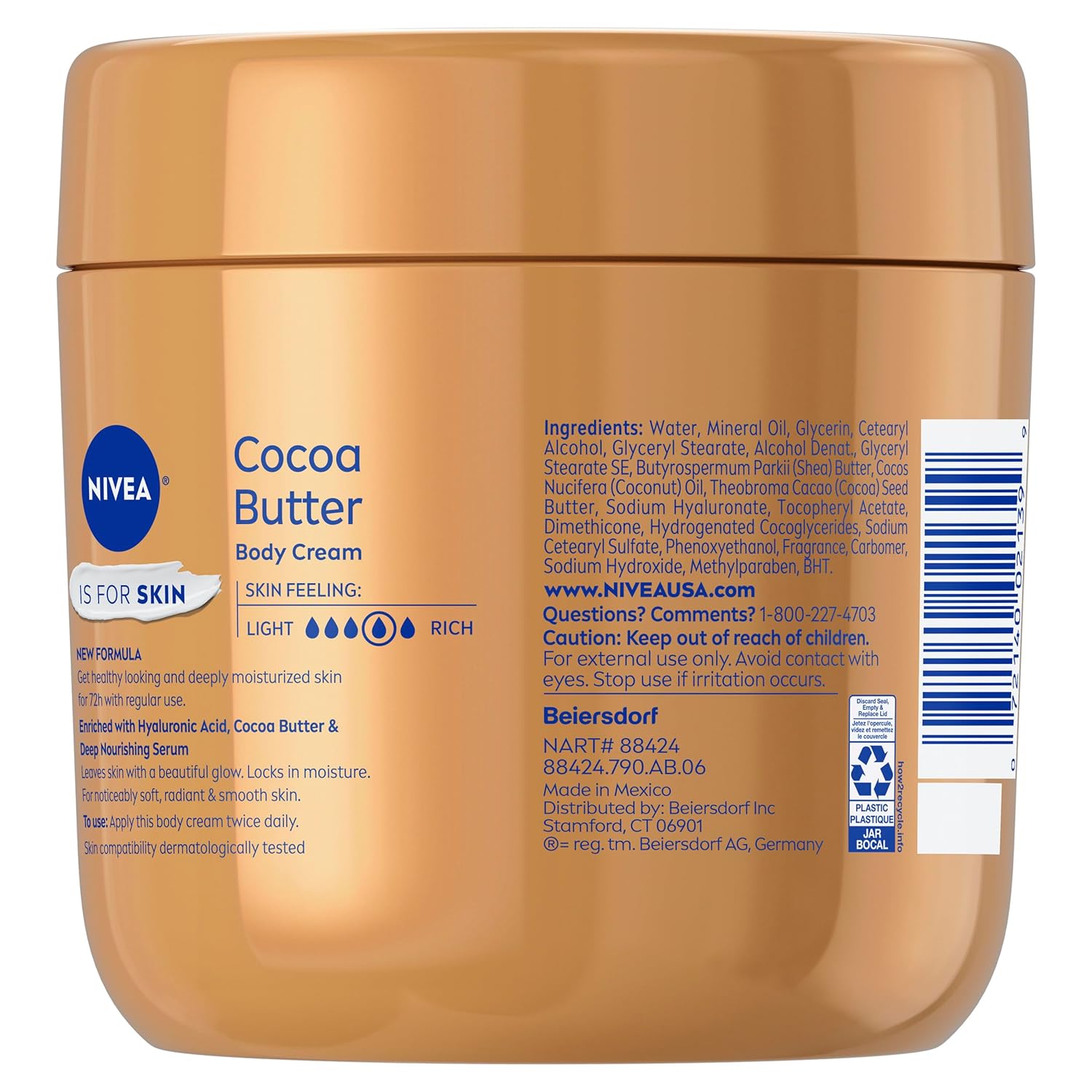 NIVEA Cocoa Butter Body Cream with Deep Nourishing Serum – Indulgent Spa-Grade Cream for a High-End Skincare Bar, 16 Ounce Jar