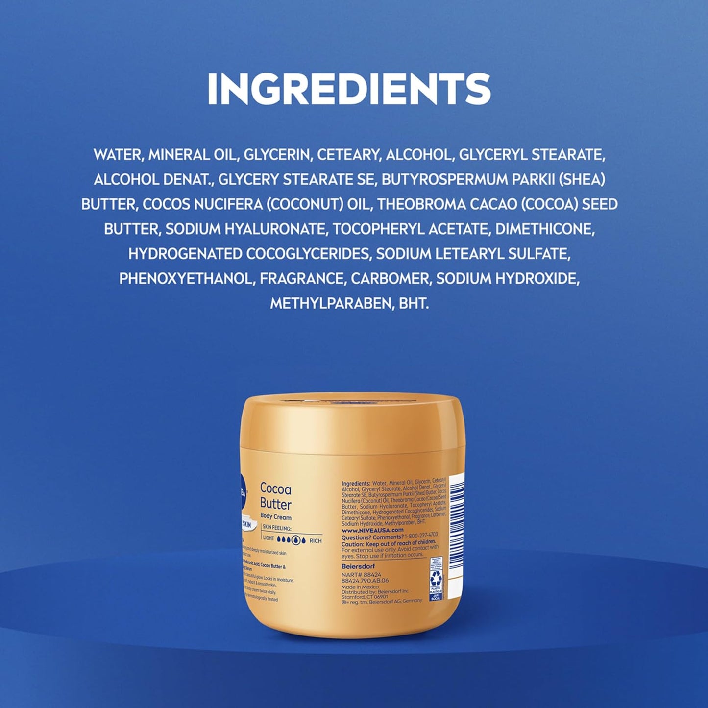 NIVEA Cocoa Butter Body Cream with Deep Nourishing Serum – Indulgent Spa-Grade Cream for a High-End Skincare Bar, 16 Ounce Jar