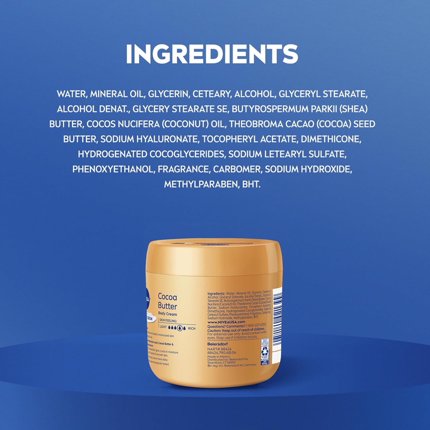 NIVEA Cocoa Butter Body Cream with Deep Nourishing Serum – Indulgent Spa-Grade Cream for a High-End Skincare Bar, 16 Ounce Jar