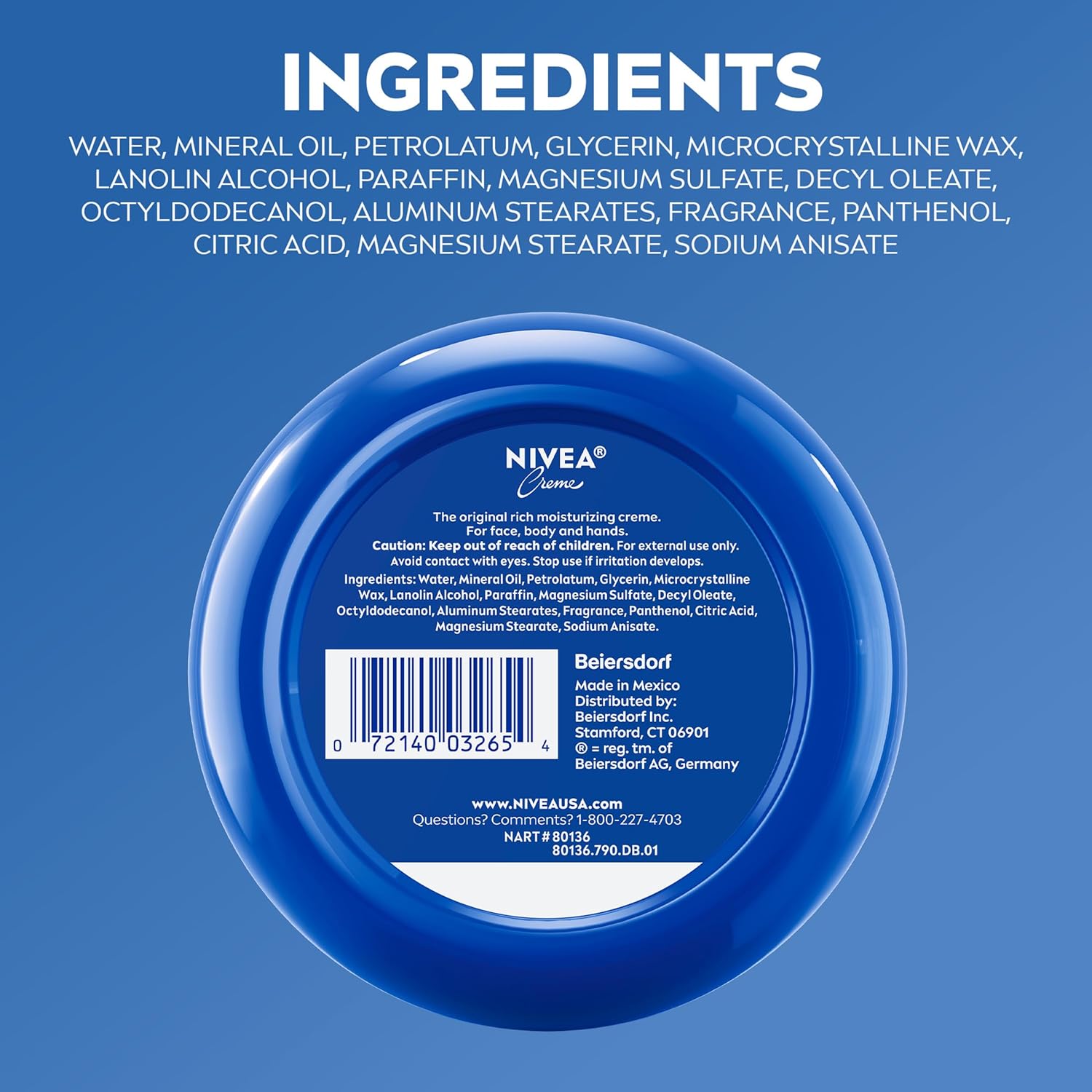 NIVEA Creme Provitamin B5 Moisturizer – Self-Care Bath Time Essential for Hands, Feet and Body, 16 Oz