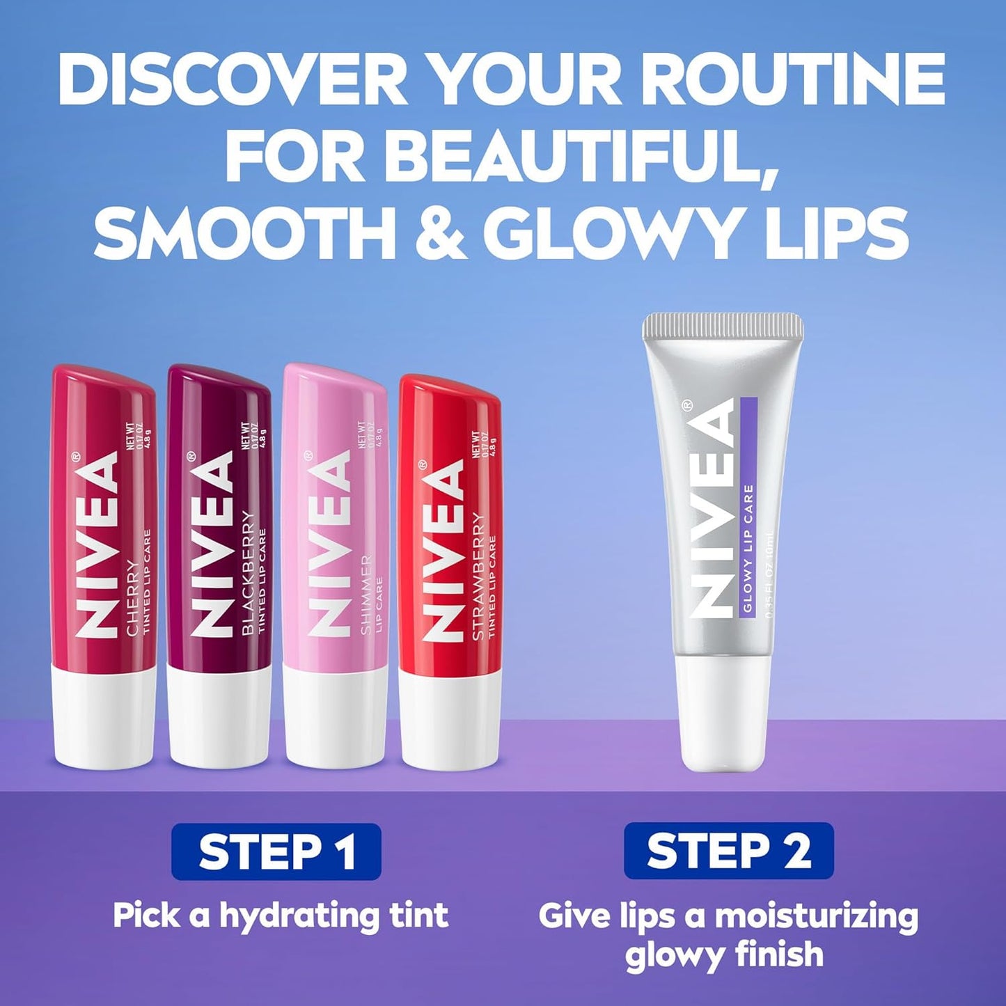 NIVEA Glowy Lips Hyaluronic Acid Lip Balm – Clean Beauty Staple for an Uncluttered Vanity, 0.35 Fl Oz
