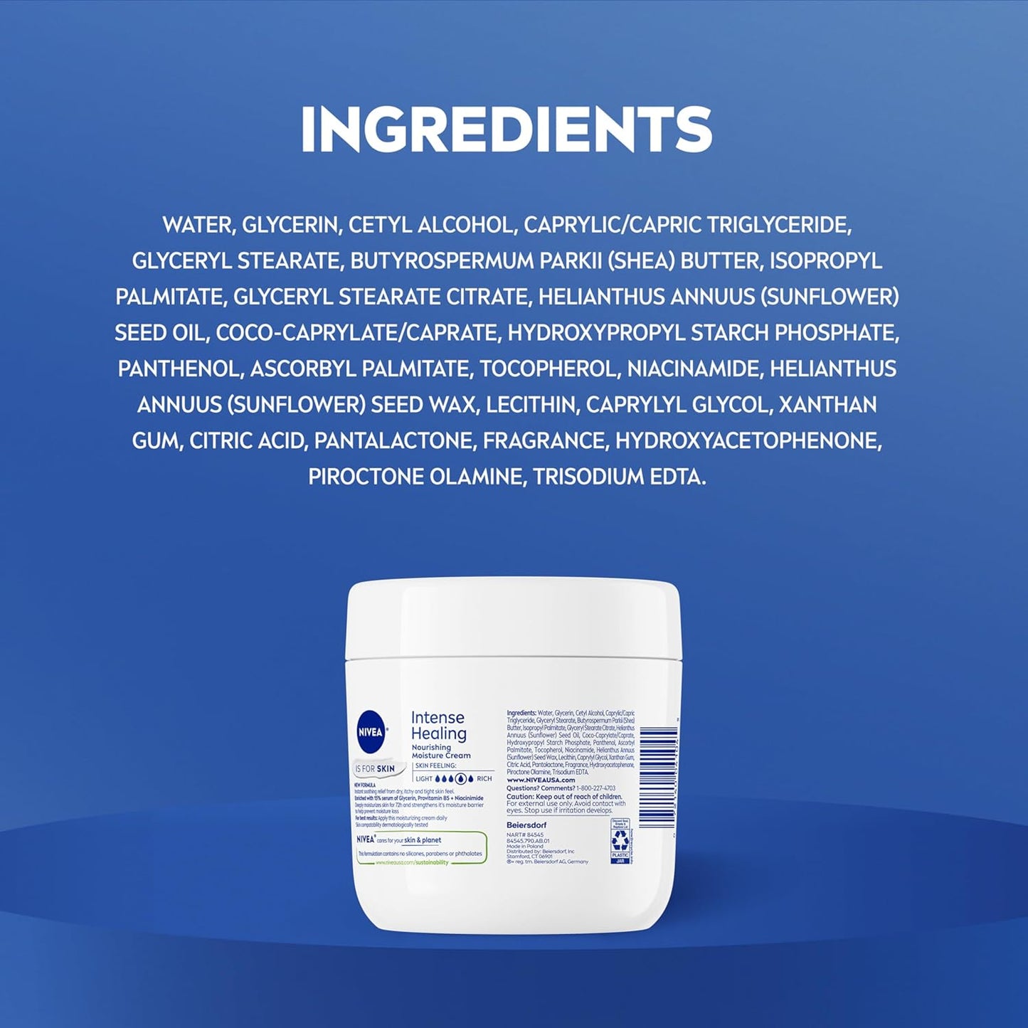 NIVEA Intense Healing Body Cream – Patio and Poolside Moisturizer for Sun-Exposed Skin, 13.5 Oz Screw-Top Jar