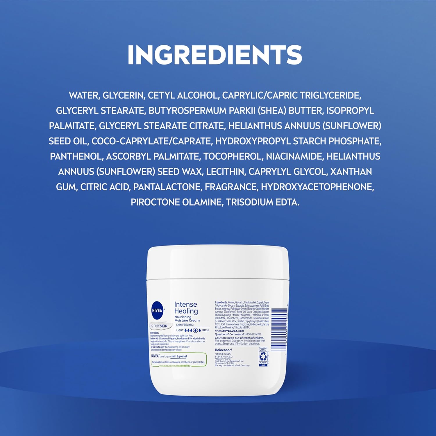 NIVEA Intense Healing Body Cream – Patio and Poolside Moisturizer for Sun-Exposed Skin, 13.5 Oz Screw-Top Jar
