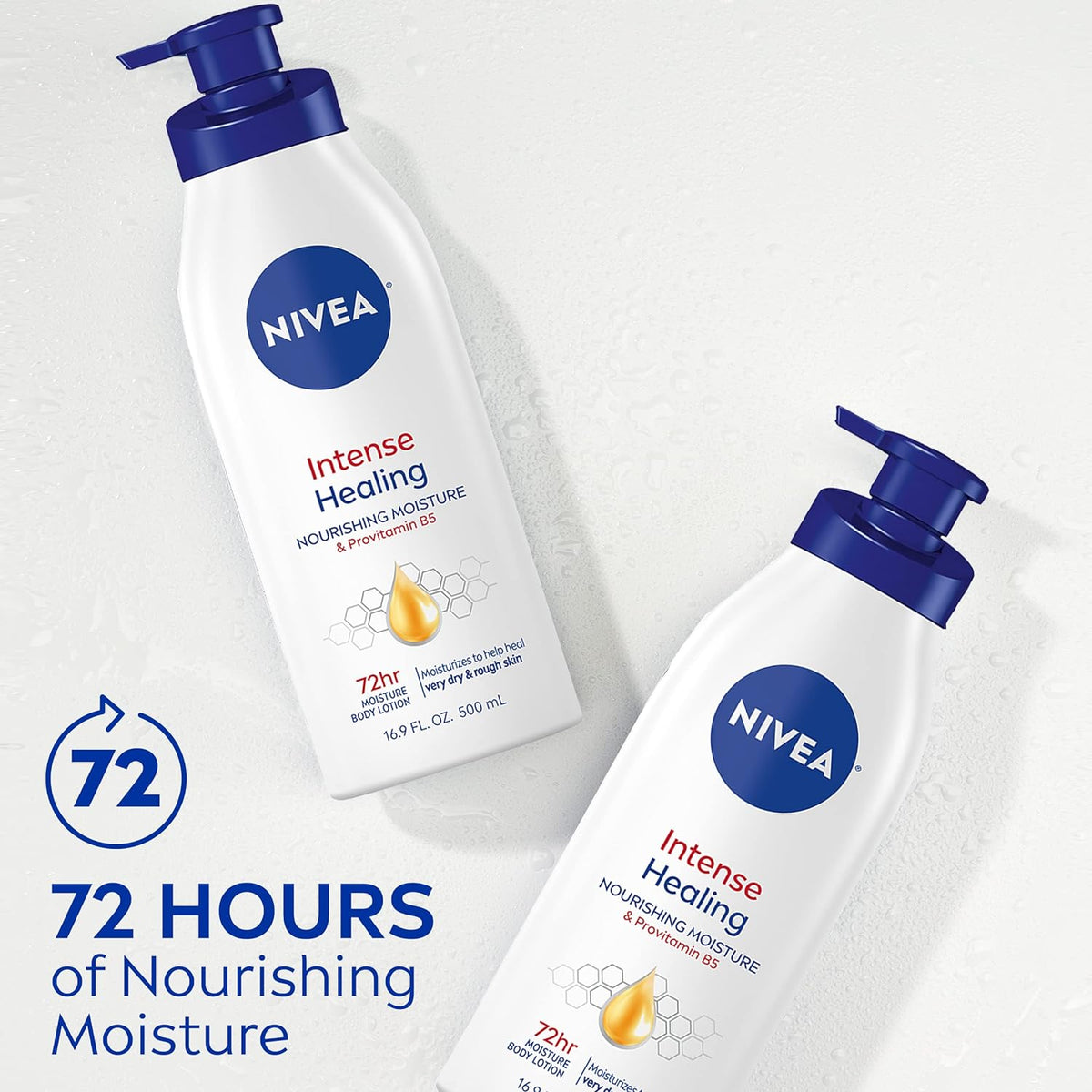 NIVEA Intense Healing Body Lotion Simple Pump-Top Body Lotion for Uncluttered Bathroom Counters, 72H Hydration in One Step