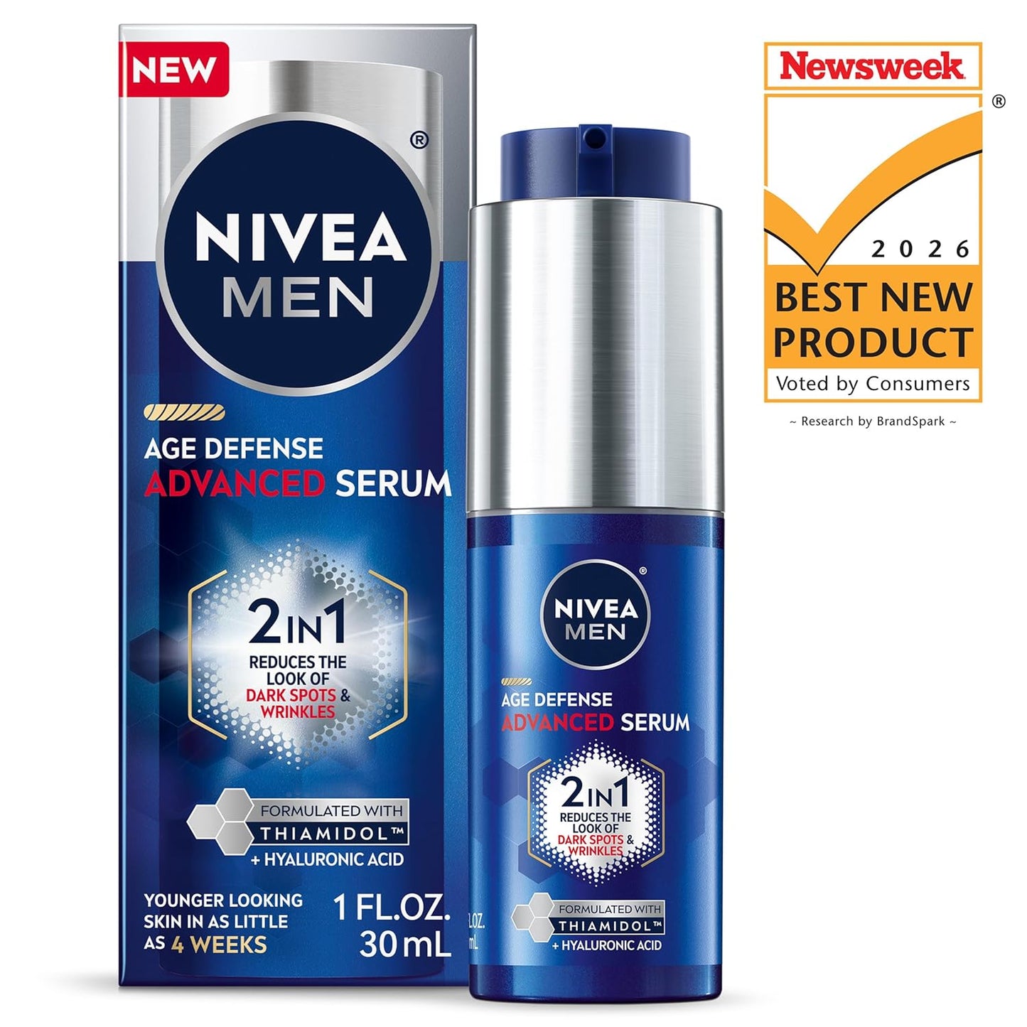 NIVEA MEN Age Defense Advanced Face Serum – Mindful Morning and Evening Skincare Step for Men Over 30
