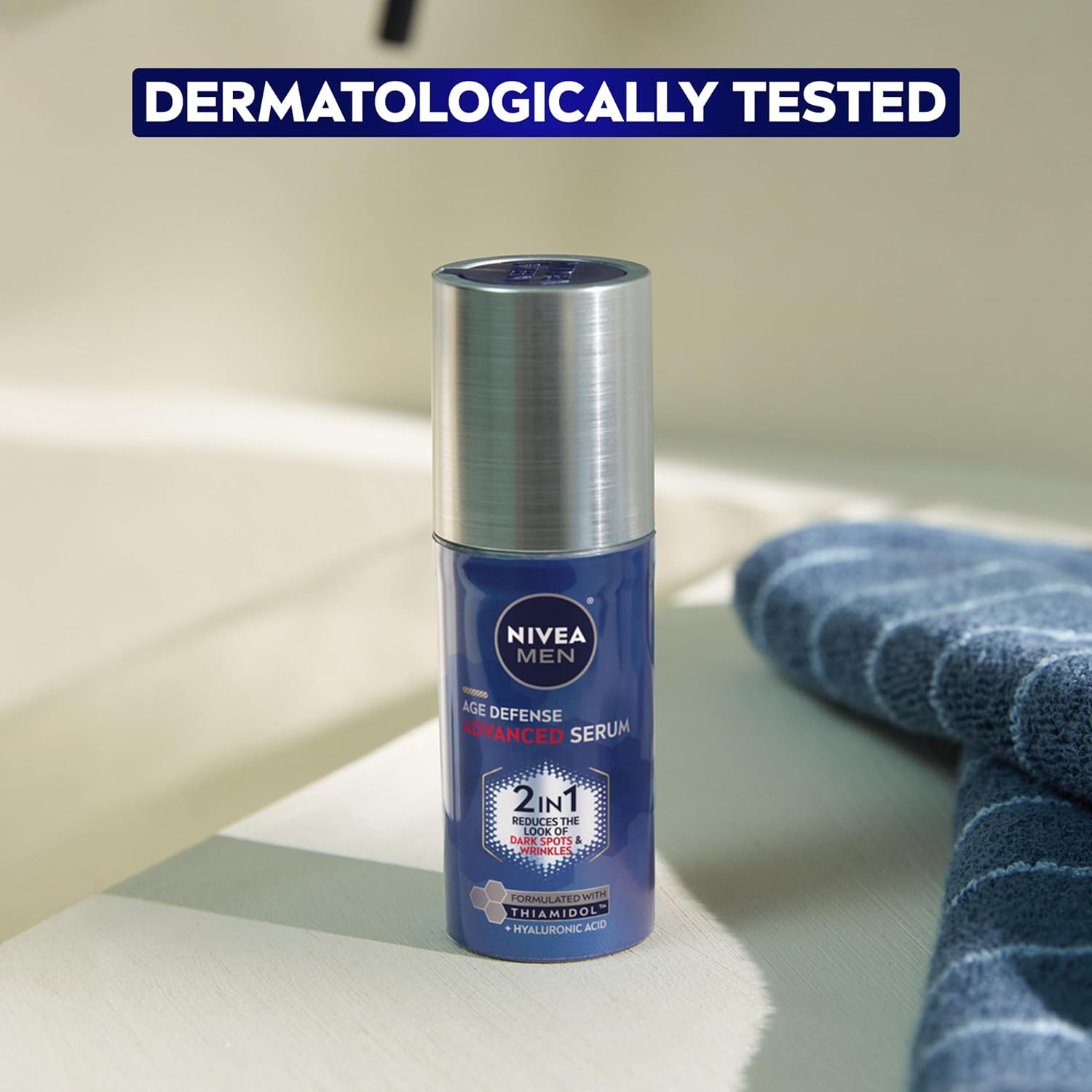 NIVEA MEN Age Defense Advanced Face Serum – Mindful Morning and Evening Skincare Step for Men Over 30