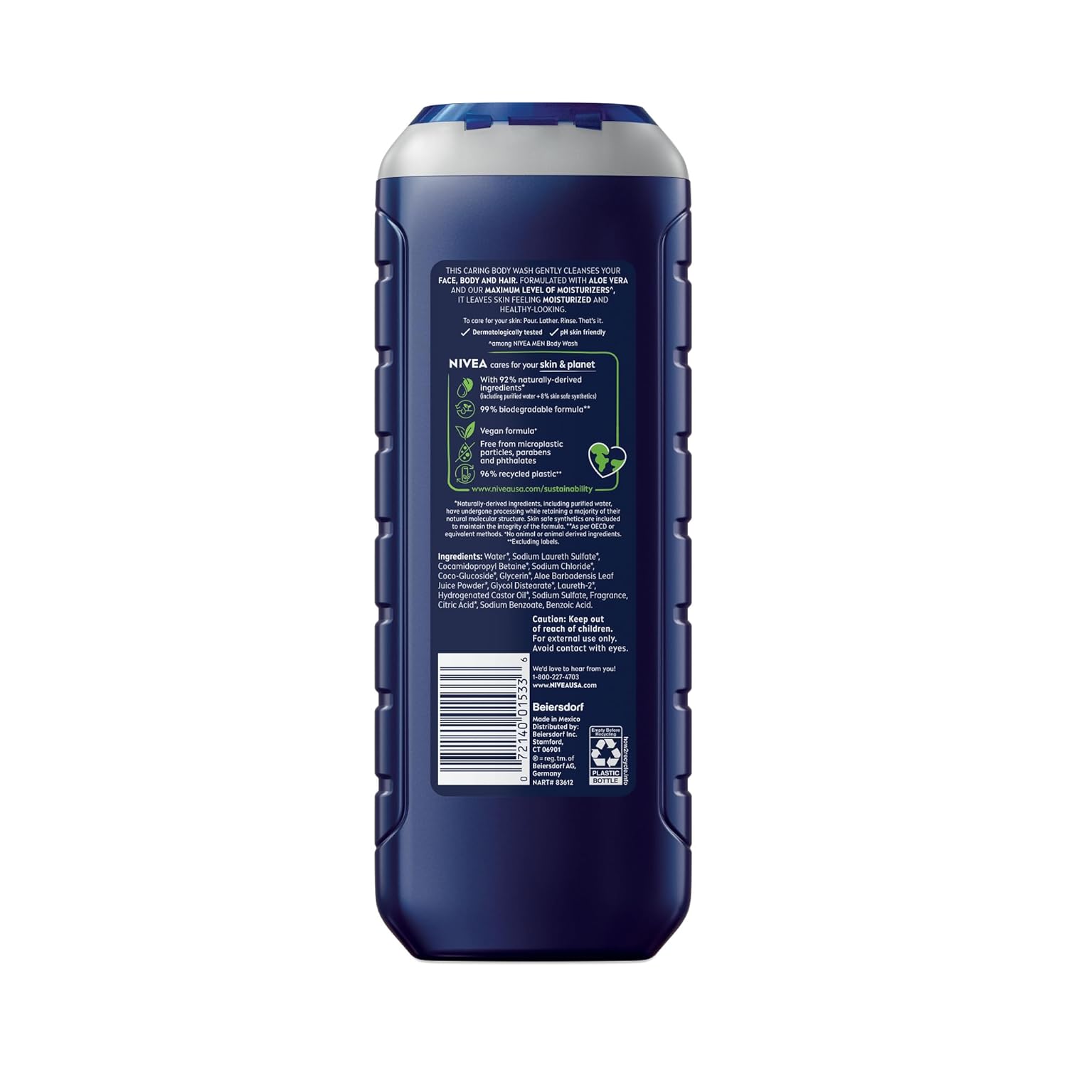 NIVEA MEN Maximum Hydration Aloe Vera Body Wash for Dry Skin – Portable All-in-One Cleanser for Camping Trips and Outdoor Adventures