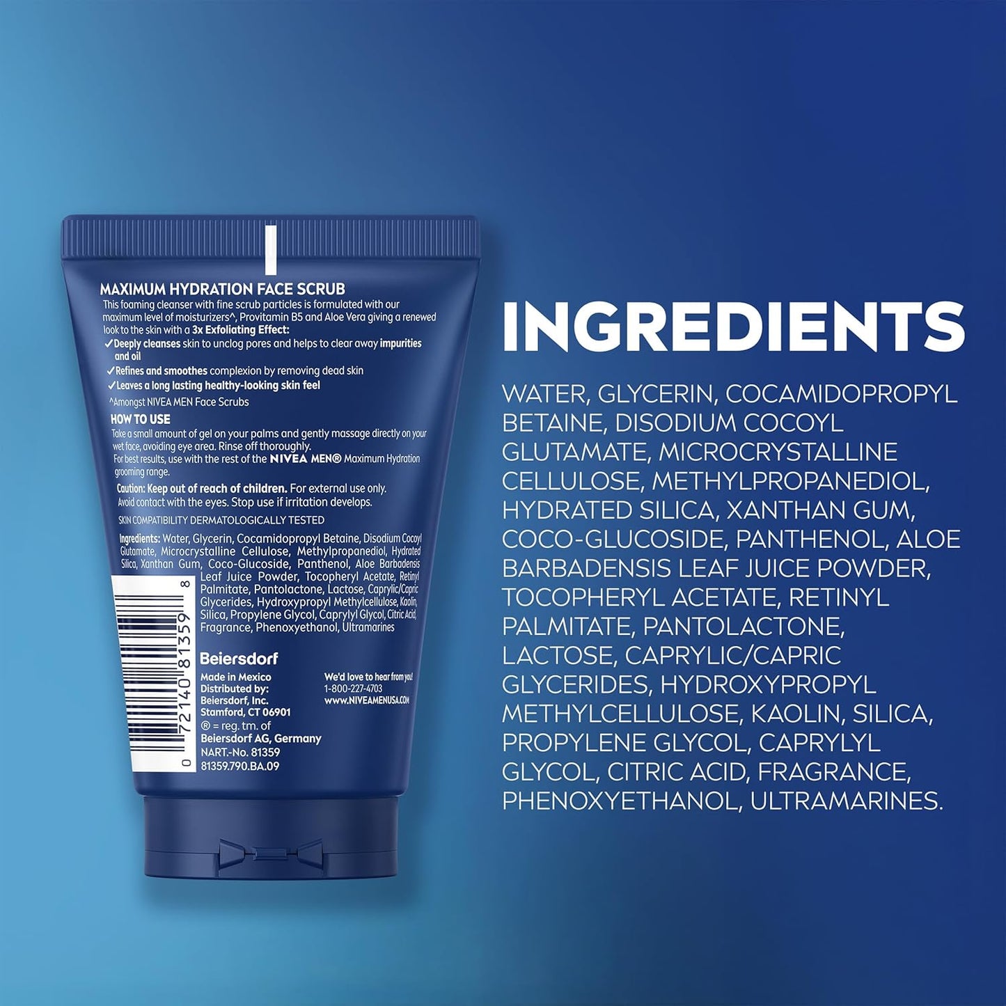 NIVEA MEN Maximum Hydration Face Scrub – Neutral-Toned Shower Staple for an Uncluttered Bathroom