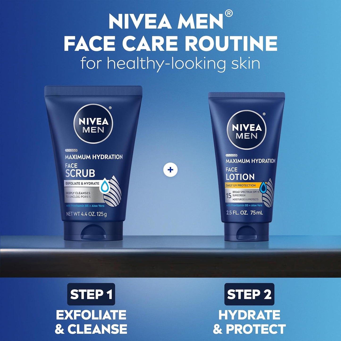NIVEA MEN Maximum Hydration Face Scrub – Neutral-Toned Shower Staple for an Uncluttered Bathroom
