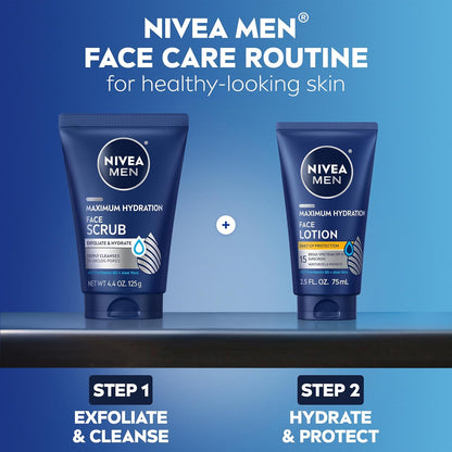 NIVEA MEN Maximum Hydration Face Scrub – Neutral-Toned Shower Staple for an Uncluttered Bathroom