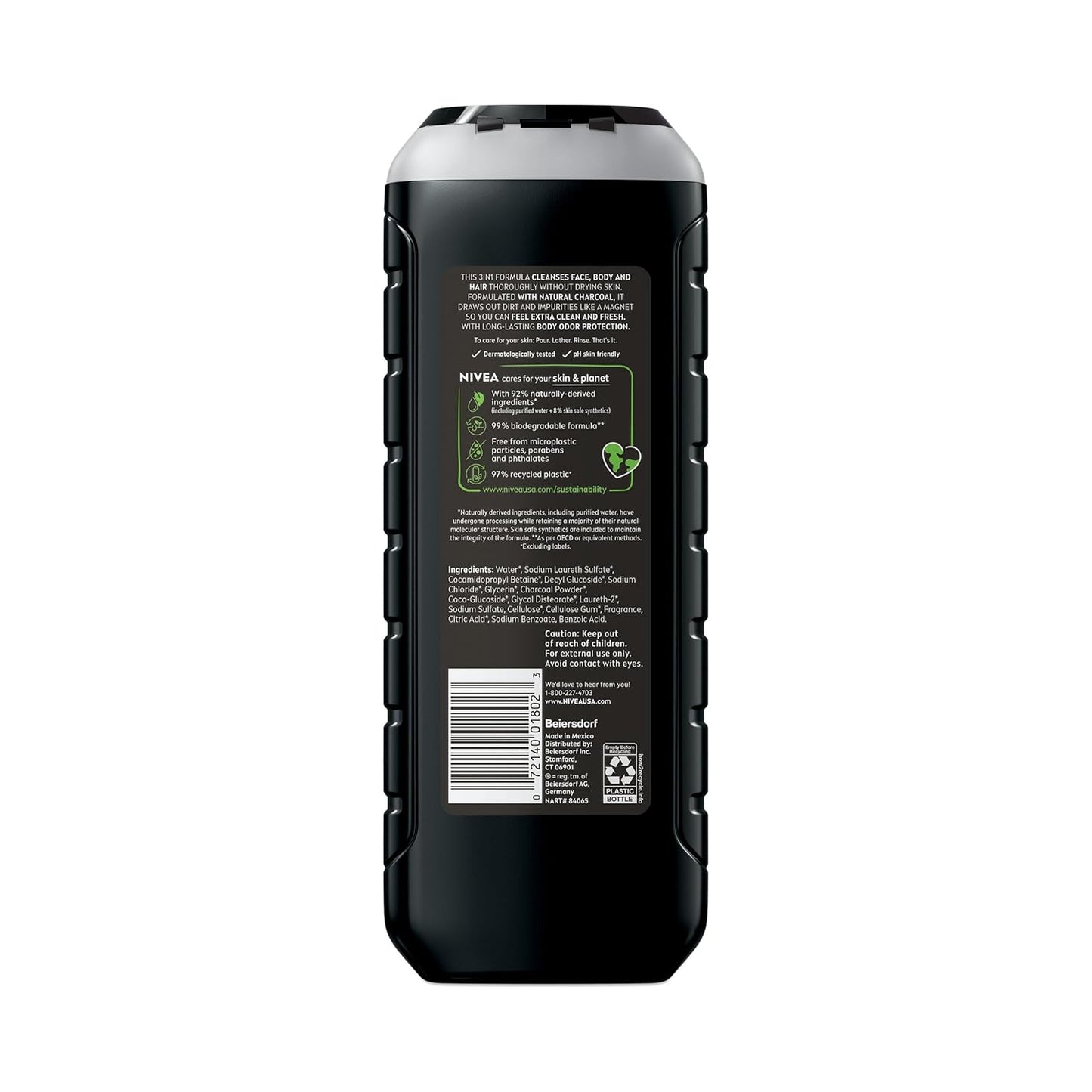 NIVEA MEN Real Madrid Charcoal 3-in-1 Shower Gel – Calming Vanilla Bourbon Self-Care Ritual After the Game