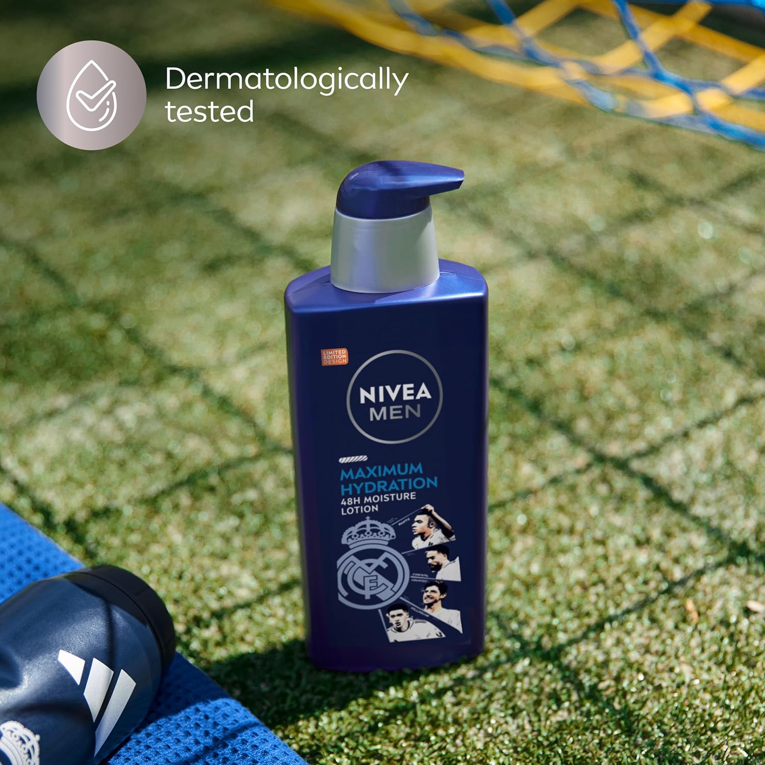 NIVEA MEN Real Madrid Moisturizer – Clutter-Free Vanity Lotion for Men, Clean Pump Bottle with 48-Hour Aloe Vera Hydration