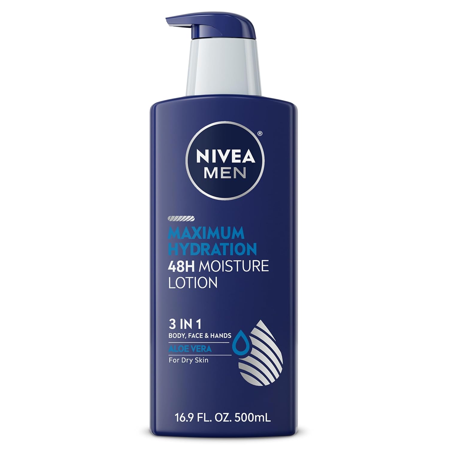 NIVEA MEN Real Madrid Moisturizer – Clutter-Free Vanity Lotion for Men, Clean Pump Bottle with 48-Hour Aloe Vera Hydration