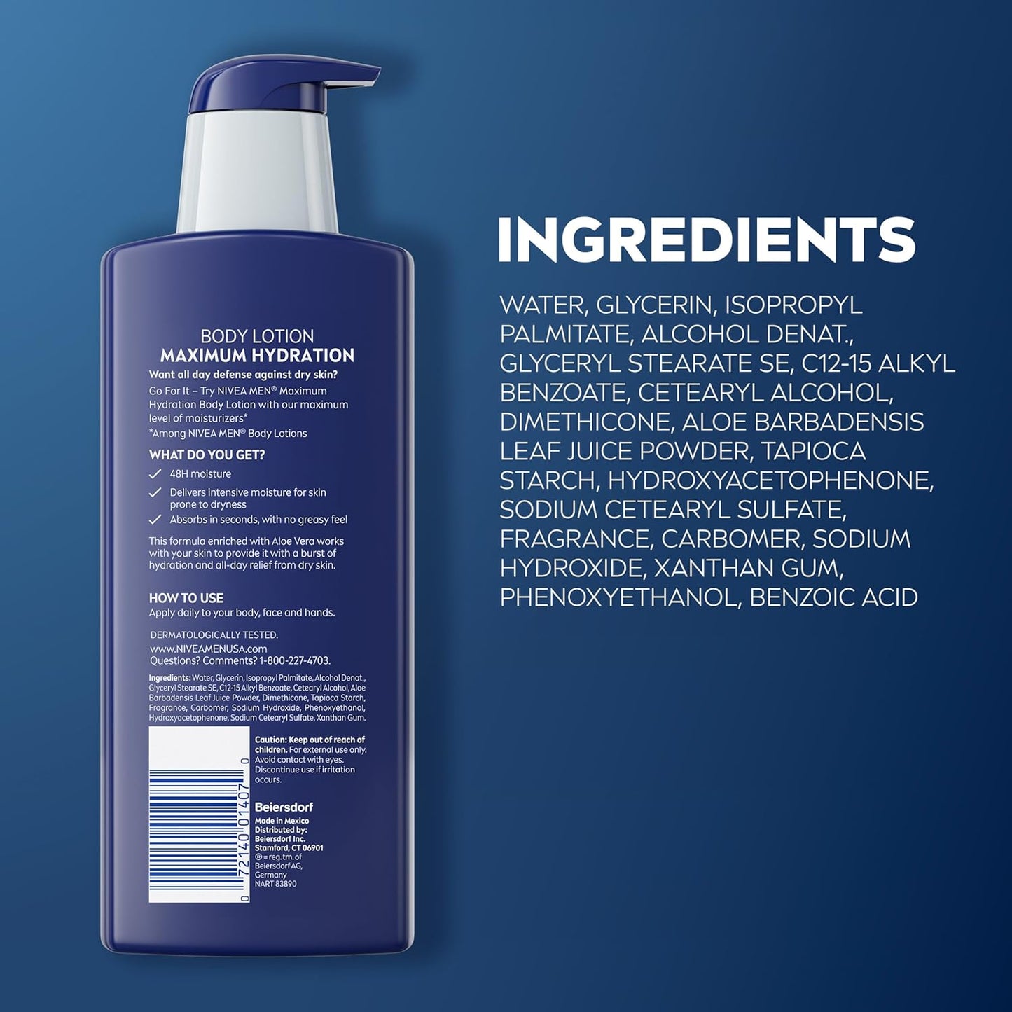 NIVEA MEN Real Madrid Moisturizer – Clutter-Free Vanity Lotion for Men, Clean Pump Bottle with 48-Hour Aloe Vera Hydration