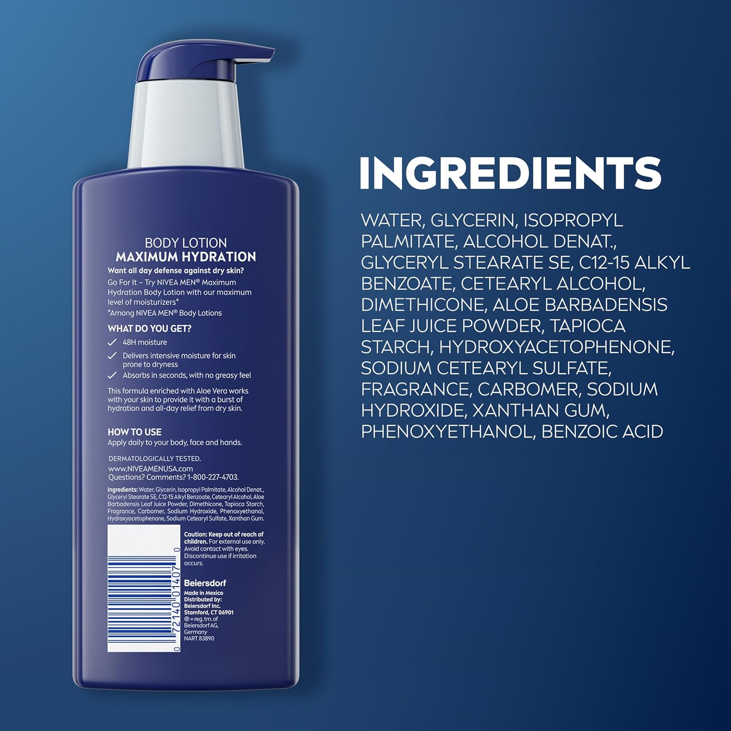 NIVEA MEN Real Madrid Moisturizer – Clutter-Free Vanity Lotion for Men, Clean Pump Bottle with 48-Hour Aloe Vera Hydration