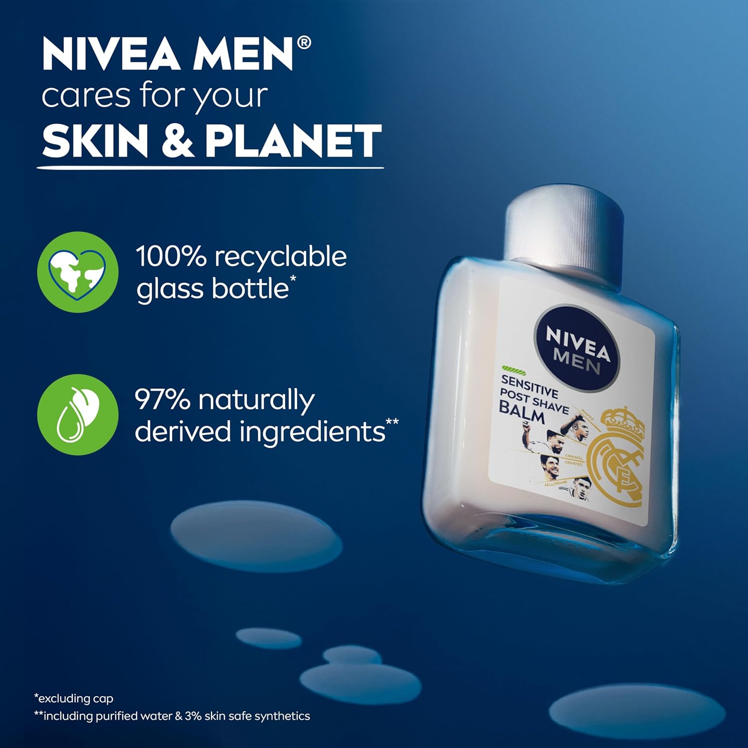 NIVEA MEN Real Madrid Post Shave Balm – Calming After Shave Care for a Daily Grooming Self Care Moment, 3.3 Fl Oz