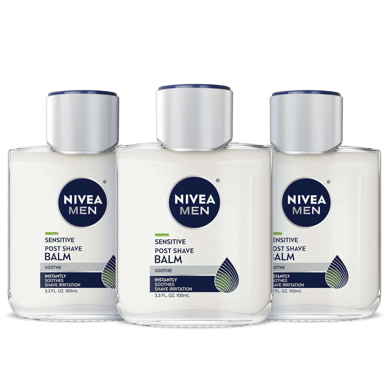 NIVEA MEN Real Madrid Sensitive After Shave Balm – Streamlined Grooming Essential for Clutter Free Vanities, 3 Pack